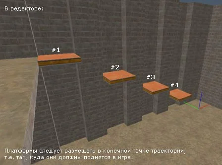 Platforms should be placed at the top position (the end point of the path) Platforms should be placed at the top position (the end point of the path)