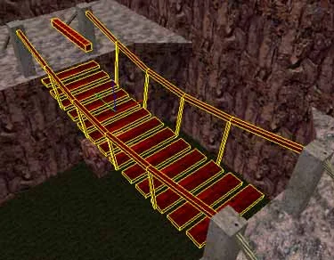 Select all the brushes that make up the bridge (boards, ropes and ORIGIN brush) Select all the brushes that make up the bridge (boards, ropes and ORIGIN brush)