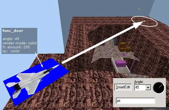 We create an airplane from func_door and determine the direction of its flight We create an airplane from func_door and determine the direction of its flight